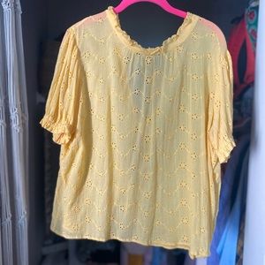 Free People Eyelet Tie Back Blouse